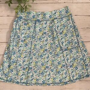 Chic Bandi Brand Floral Skirt - Blue, teal, green, yellow print, deep pockets, M